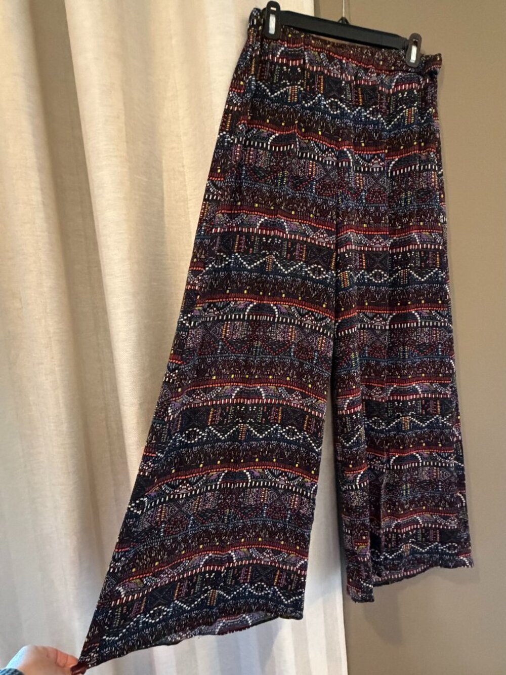 Women's Eyeshadow Palazzo Pants colorful Lightweight, Vacation, Size Medium